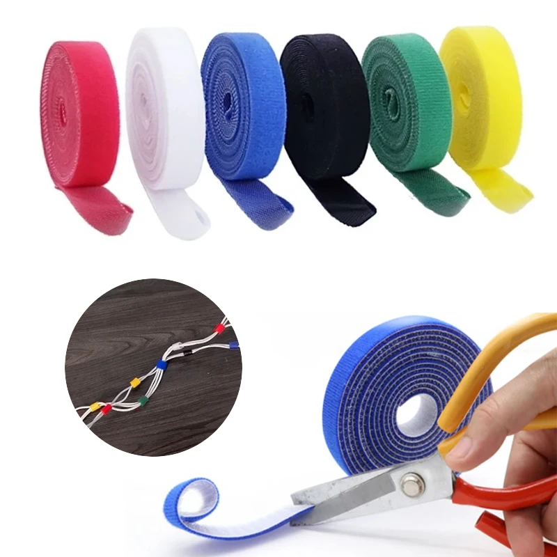 

5M/Roll Colourful Nylon Cable Ties Storage Clip Cable Holder Whole Roll Velcro Ties Free Cutting Charging Data Cable Storage