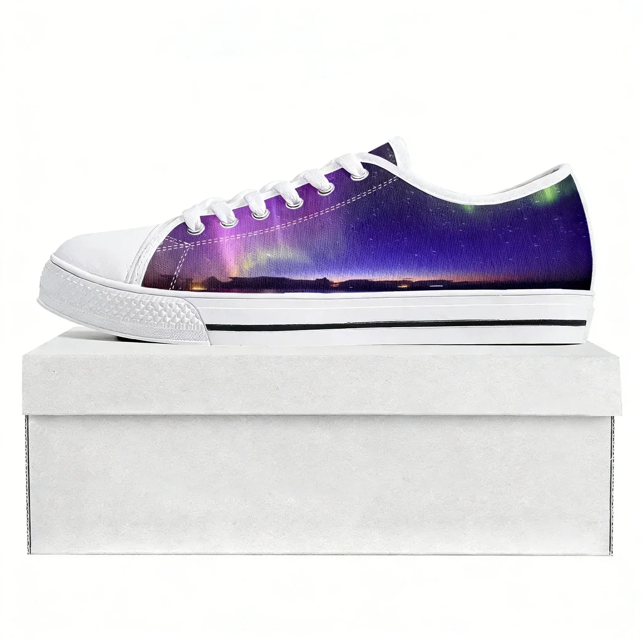 Northern Lights Low Top Sneakers Womens Mens Teenager High Quality Sneaker Canvas Custom Made Shoes Couple Customize Shoe White