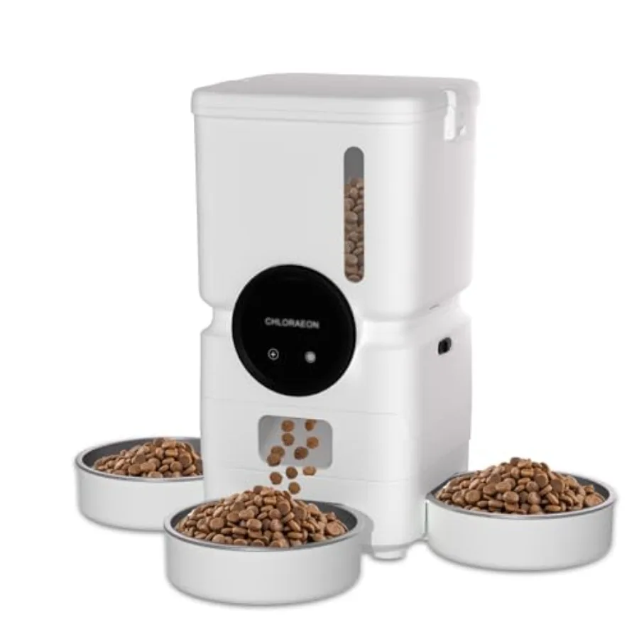 

Automatic Cat Feeder for 3 Cats with Slow Feed, 6L Smart WiFi Pet Feeder, 2.4G 5G Dual-Band, Battery Powered with 15-Day Batter