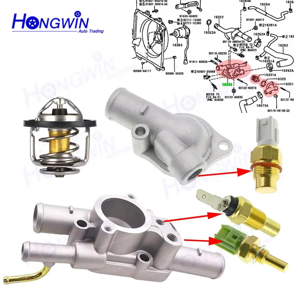 Conjunto de Carcasa de Termostato y Sensor 16333-11211 16333-11210 16333-11160 para Toyota Corolla 1992-97 PASEO STARLET Tercel 1991-94