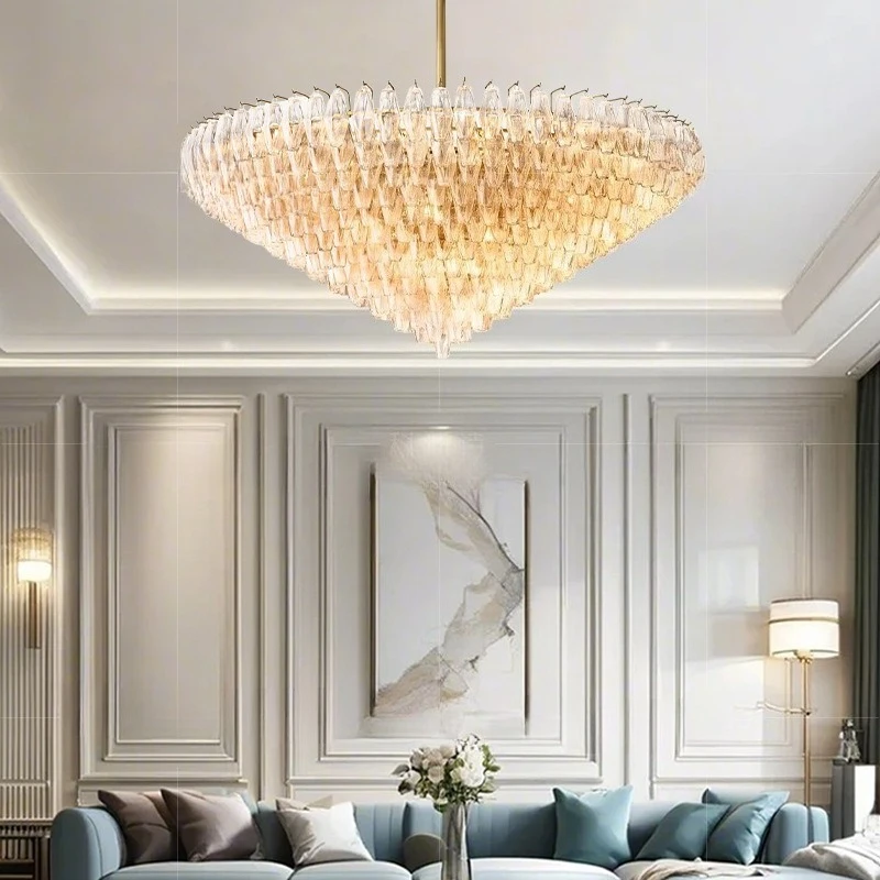 

American living room chandelier retro high-end atmospheric villa hotel lobby lamps