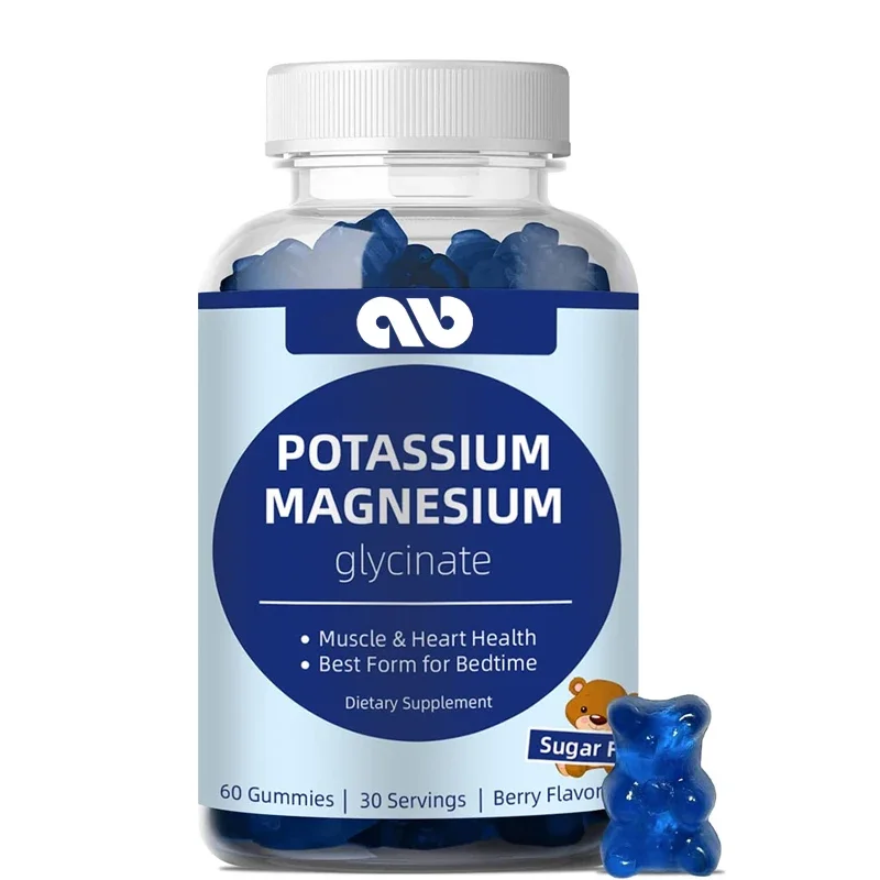 

Potassium magnesium gummies, supporting leg spasms and muscle and heart health, vegetarian, non GMO, 60 gummies
