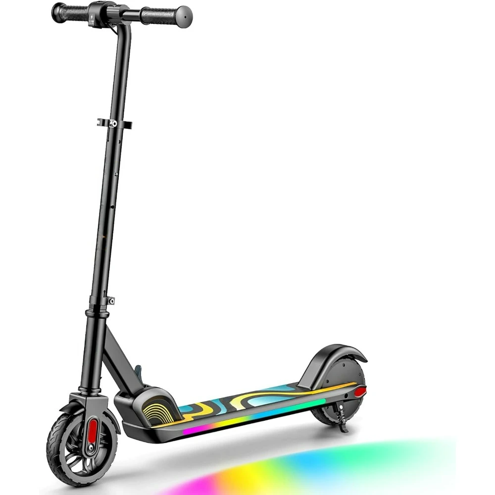 C9 Pro Electric Scooter for Kids 3.9 ft - 5.2 ft, Colorful Rainbow Lights, 5/8/10MPH, 5 Miles Range, LED Display, Foldable.