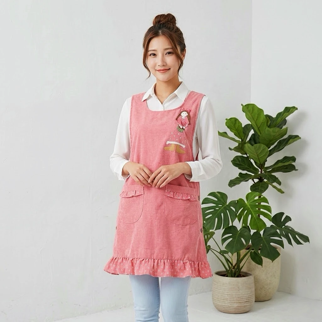 Cotton Apron Soft Women Lady Home Work Kitchen Cooking Cleaning Dining Room Vest Apron Tea Shop Smock Kindergarten Teather's