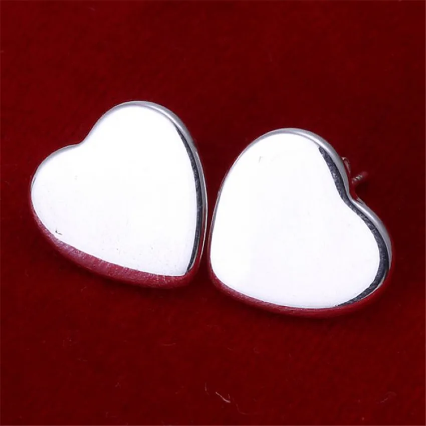 

925 Sterling Silver Love Cute Women Heart Card Stud Earrings Street Beat Wild Glamor Girl Wedding Free Shipping