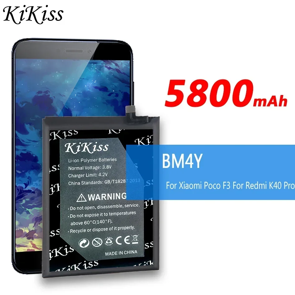 

5800 мАч KiKiss аккумуляторная батарея BM4Y для Xiaomi Poco F3, для Xiaomi Redmi K40 Pro K40Pro, замена, высокая емкость