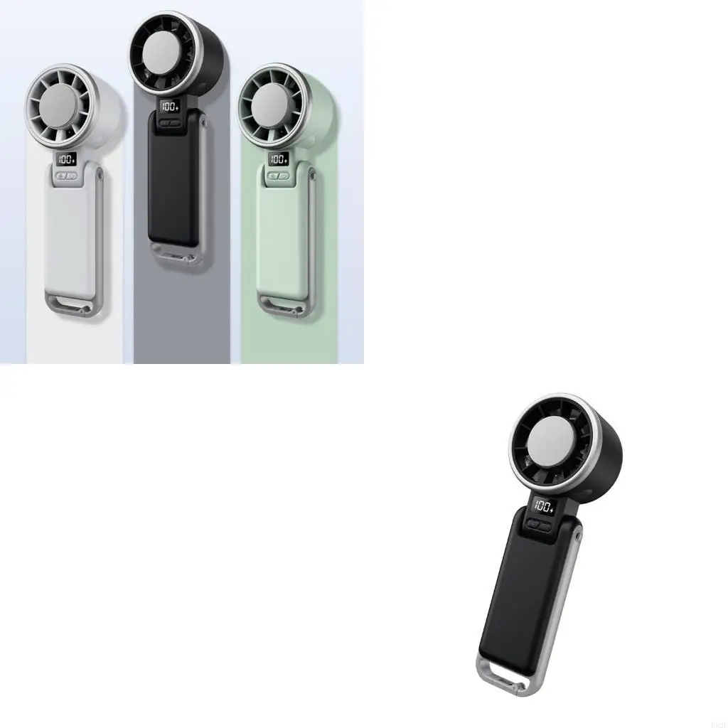 F92F Neck Hanging Handheld Fan with USB Charging Strong Wind Folding Fan Outdoor Cooling Device for Indoor and Outdoor Use