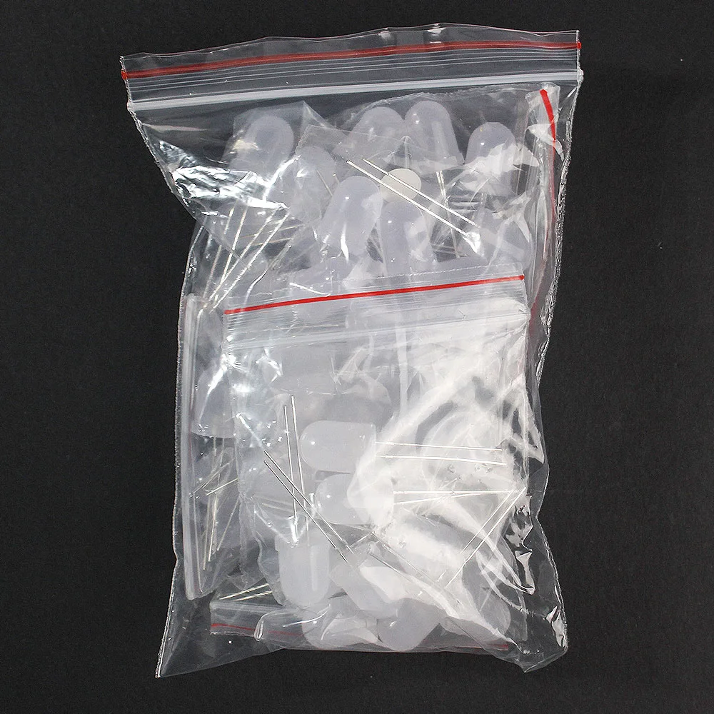 50PCS F10 10mm LED 5 Colors Assortment Kit Red Blue Yellow Green White Diffused Round LED Light Emitting Diode DIY PCB Lamp Bulb