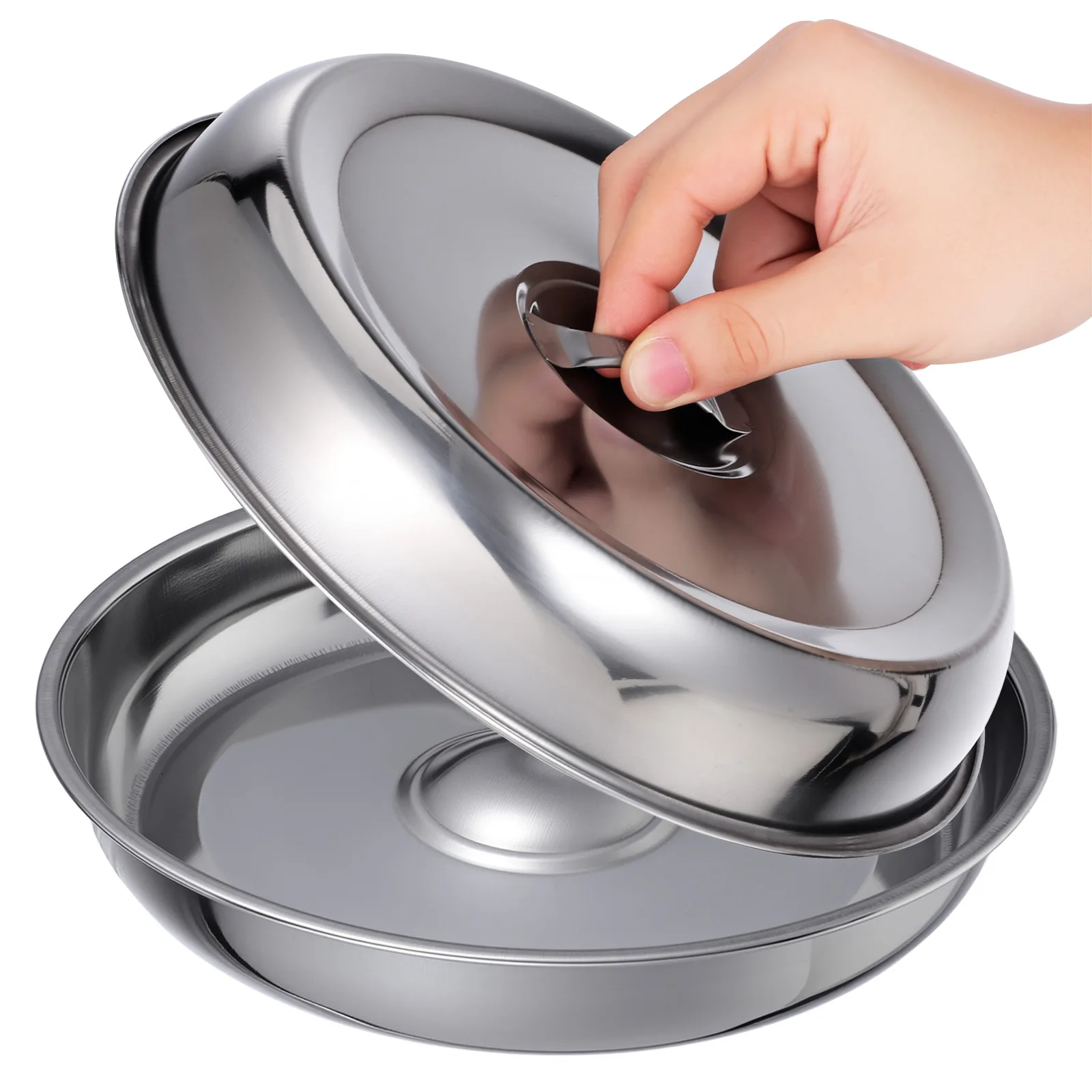 

2Pcs Stainless Food Covers Round Dome Heat Resistance Kitchen Tool Protective Hood for Indoor Outdoor Cooking Grill