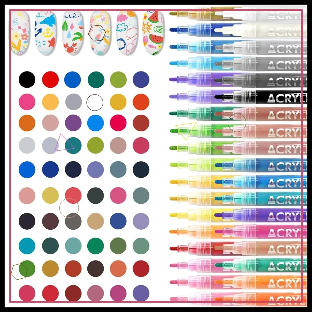 

Набор из 60 цветных ручек для нейл-арта, быстросохнущий водостойкий набор для самостоятельного рисования и дизайна ногтей дома