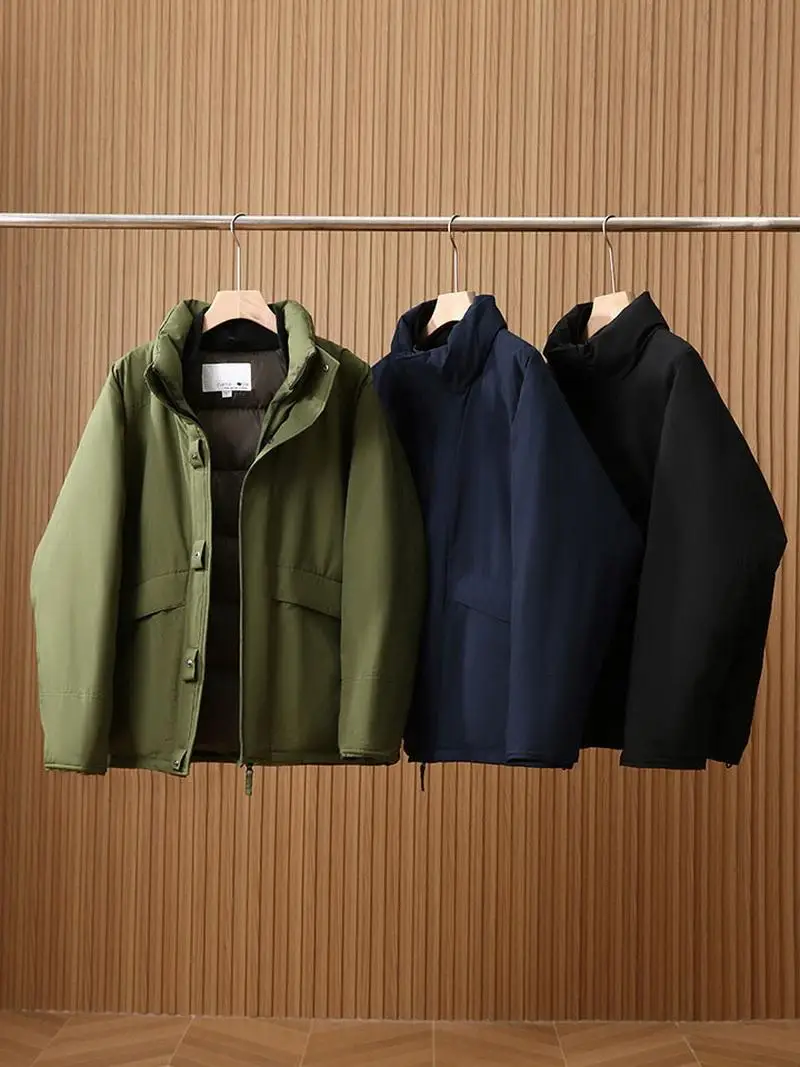 

New Trendy Outdoor Waterproof Windproof Thiened White Du down Jaet Stand Collar Men's Winter Warm Padded Coat Youth Fas...