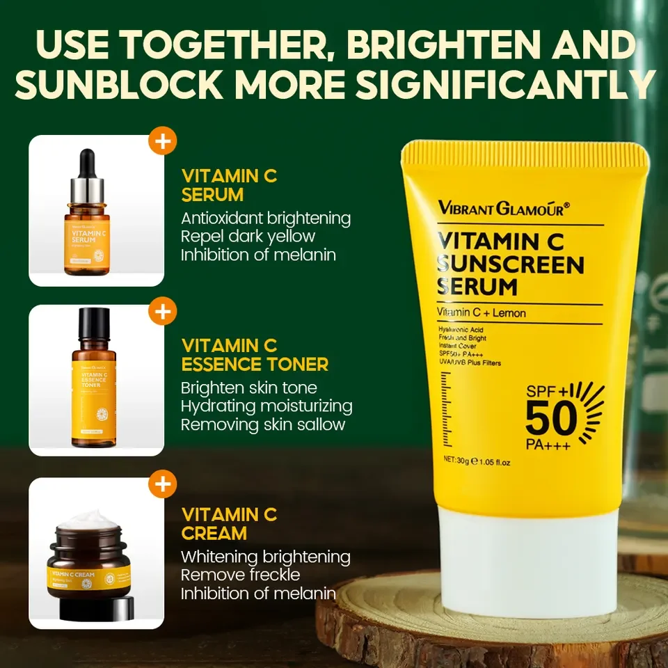 VIBRANT GLAMOUR SPF 50+ PA+++ UVA/UVB Sunblock  Ceramide Repair Skin Moisturizing  Vitamin C Sunscreen Serum