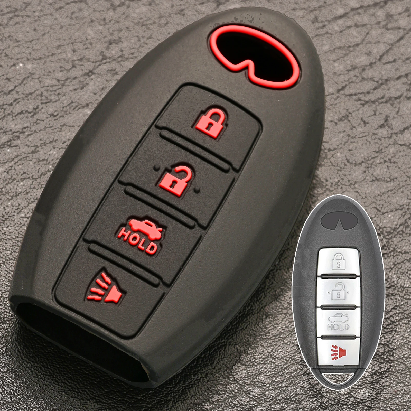 For Infiniti FX35 M35 FX50 G35 G37 EX35 M35h M45 QX56 M56 Silicone Remote Key Fob Shell Case Cover 4 Button 2006 2007 2008 2009