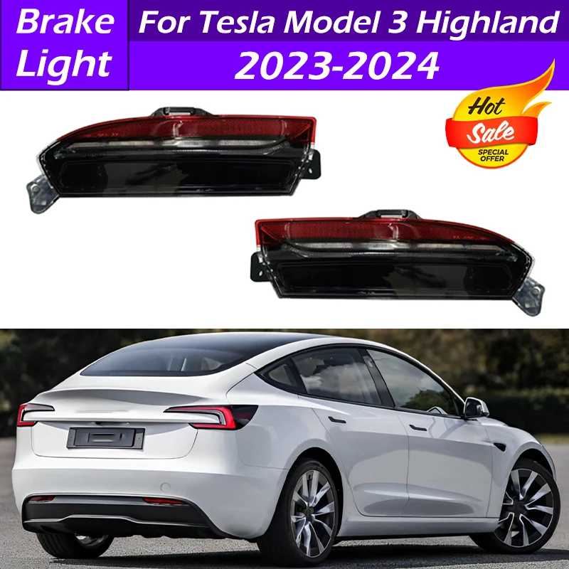 

Для Tesla Model 3 Highland 2023 2024, светодиодный задний бампер автомобиля, противотуманный фонарь, отражатель, стоп-сигнал, полоса 1712513-00-D 1712514-00-D