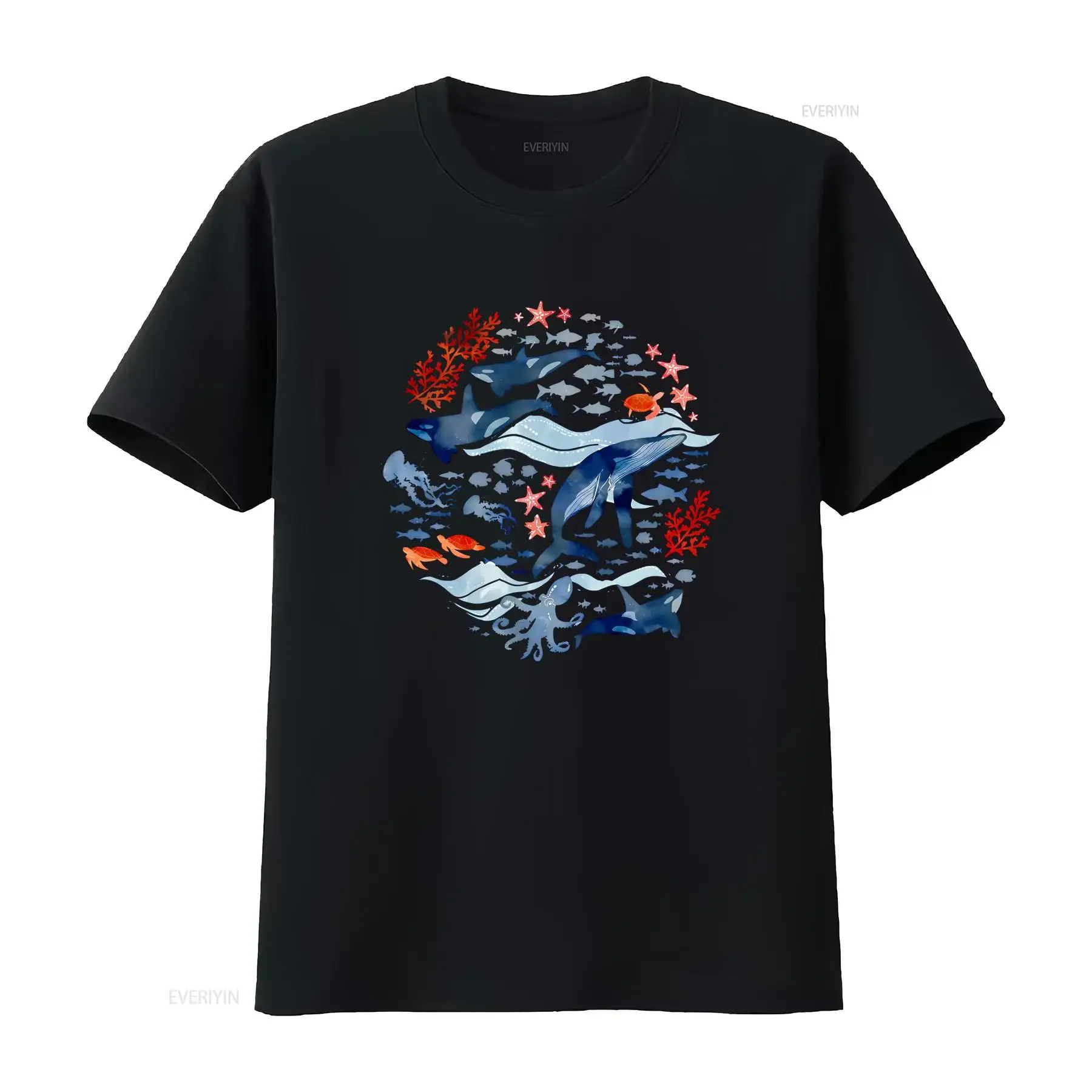 Ocean Life Sea Creatures T shirt Marine Conservation 90s EnvironmenT Tropical Fish Jellyfish Turtle vintage Washed graphic
