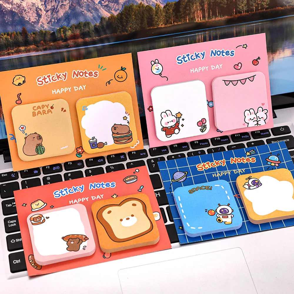 Cartoon Combinação Sticky Notes, Capivara Astronaut Message Note Paper, Os estudantes podem furar papelaria, Kawaii