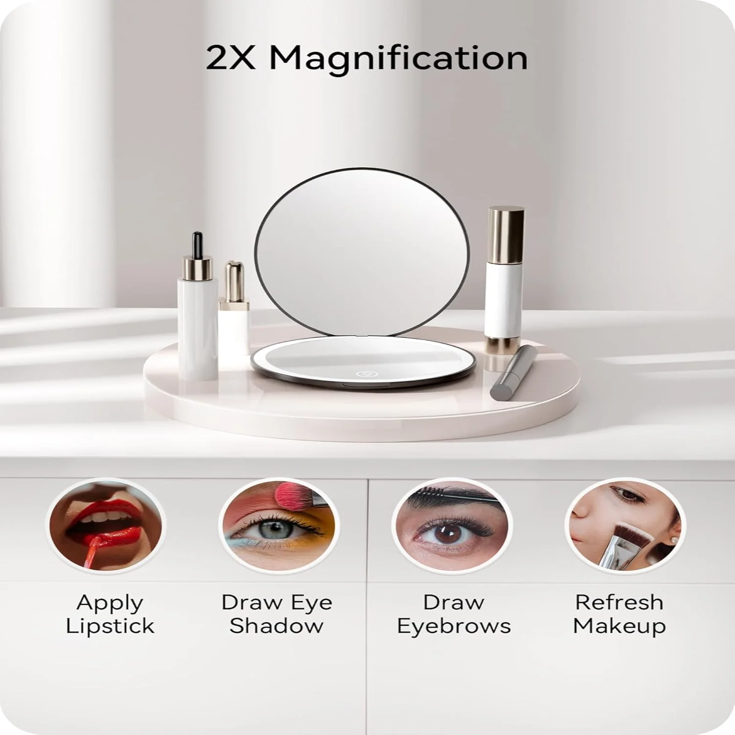 Compacte spiegel met licht voor portemonnees - Kleine reisspiegel - 1x/2x vergrote zakspiegel met licht, aan mijn dochter Compact M