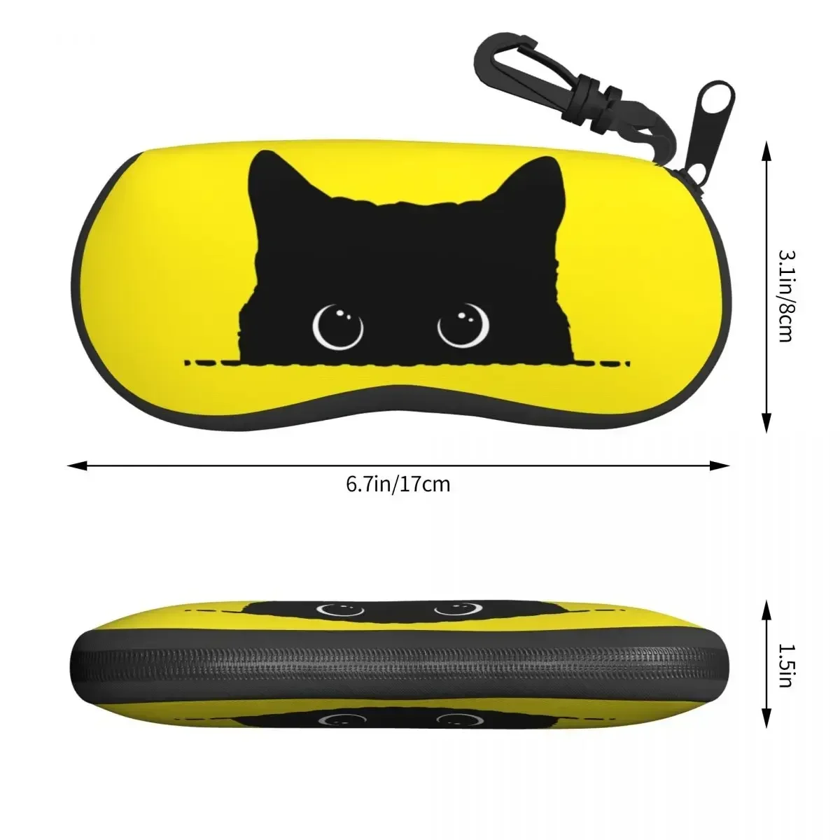 Czarny kot Peeking Shell Etui ochronne na okulary Fajne etui na okulary przeciwsłoneczne Torba na okulary Cartoon Meow