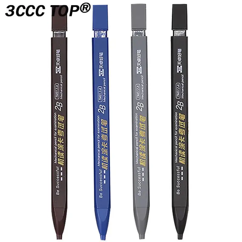 Lápis Mecânico de Cabeça Chata Grossa, Lápis Desenho 2B com Recargas, Material de Escritório, Escrita, Material Escolar Automático, 1Pc