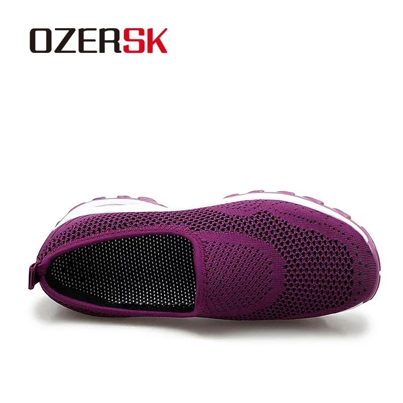 OZERSK Mesh Fashion Casual Women Shoes Lace Up Breathable Sneakers Outdoor Wear-resistant Sport Running Shoes Size 35-42