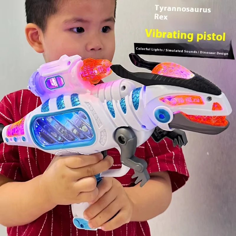 

Children's Electronic Toy Dinosaur 3D Vibration Sound & Light Music ABS Plastic Pistol