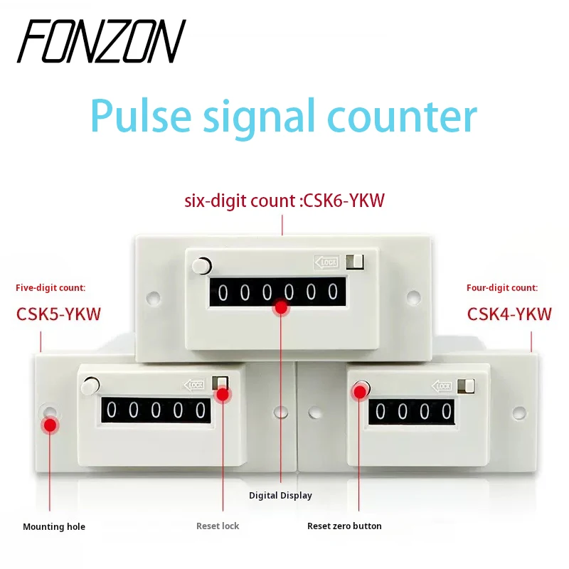 

1pcs CSK4-YKW CSK5-YKW CSK6-YKW Electromagnetic pulse signal counter with panel counter 12V 24V 110V 220V 4 5 6 digits Counter