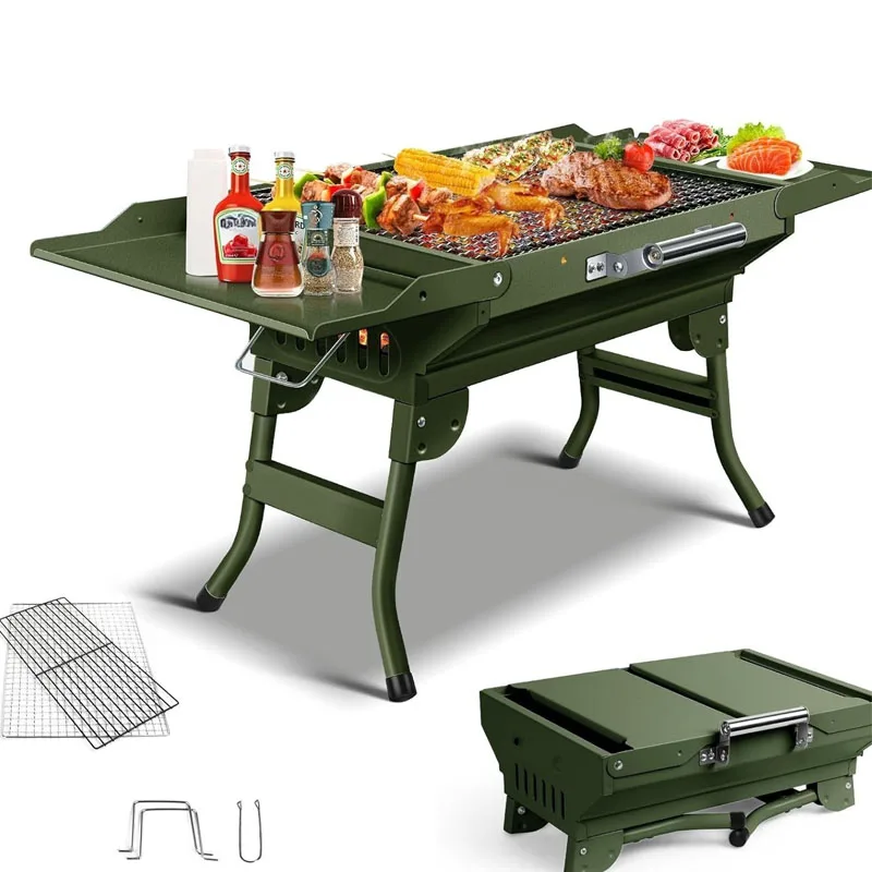 Compact Portable Folding Barbecue Grill, Outdoor Charcoal Grill with Increased Handle Design for Easy Travel