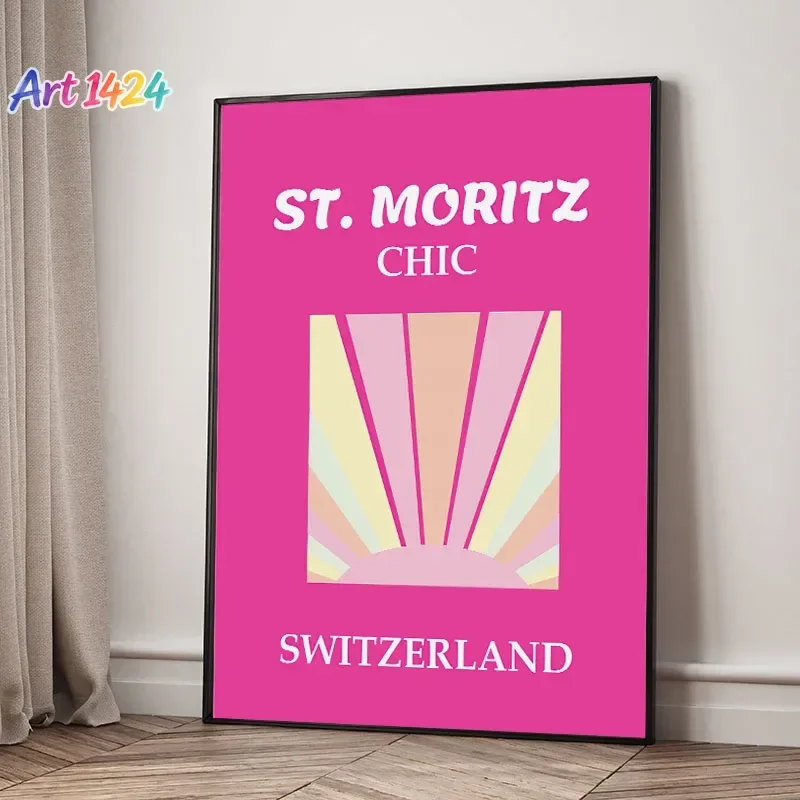 Preppy Color Travel Posters Miami Bondi Palms Ibiza Mykonos Capri Art Print Minimalist Nordic Canvas Painting Living Room Dec