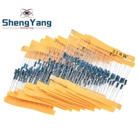 TZT 600pcs/set 30 Kinds 1/4W Resistance 1% Metal Resistors Pack Assorted Kit 1K 10K 100K 220ohm 1M Resistors 300pcs/set