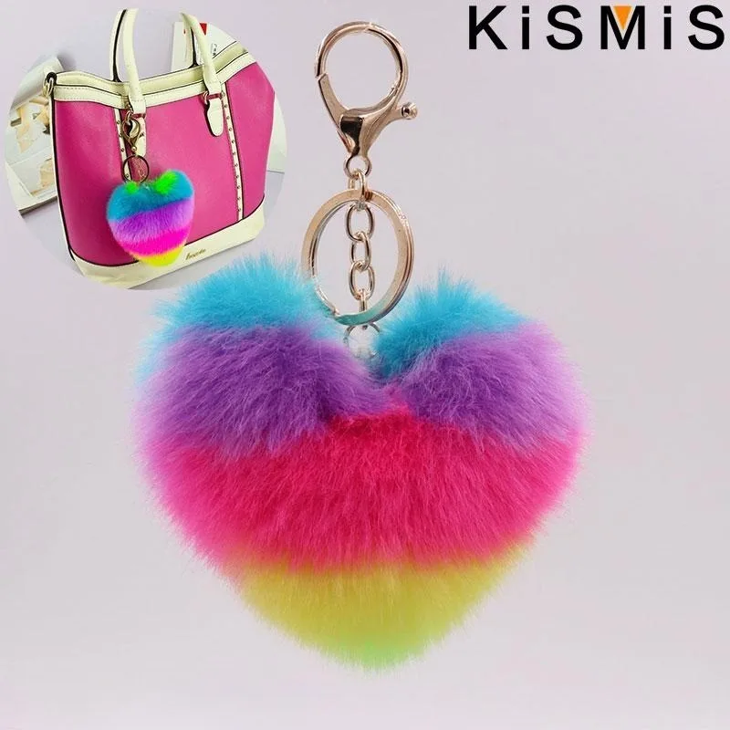 

Подвеска в виде сумки «Любовь», модная Радужная плюшевая подвеска в виде ключа «Любовь», женский автомобильный кулон