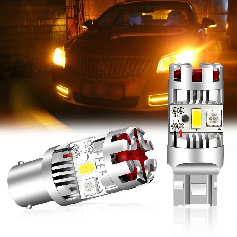 

2PCS T20 W21W 7440 WY21W 1156 BA15S P21W PY21W BAU15S for LED Car Turn Signal Lamps Canbus Light Amber 12V Bulbs S25 No Error