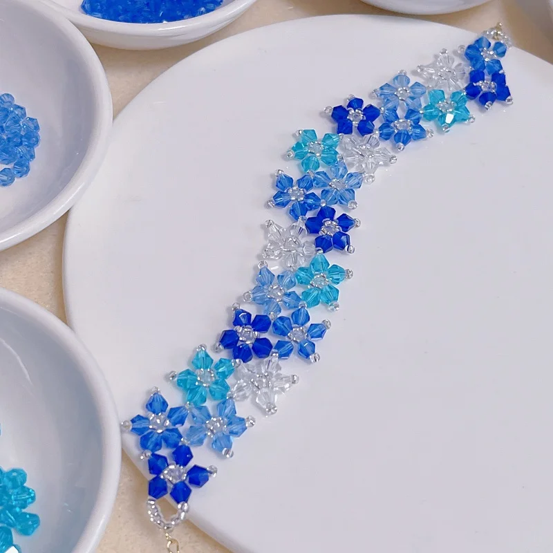 

2025 Handmade Beaded Bracelet Flowers Crystal Irregular Hand Weaving Hollowed-out Bohemia Adjustable Fashion Beaded Bracelet