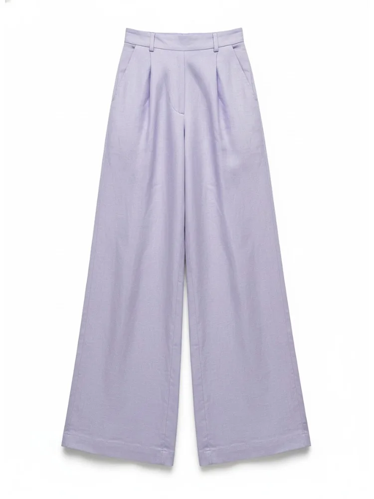 

Onecozyday женские однотонные хлопковые льняные брюки осень 202, стильные свободные брюки с высокой талией и широкими штанинами, полная длина