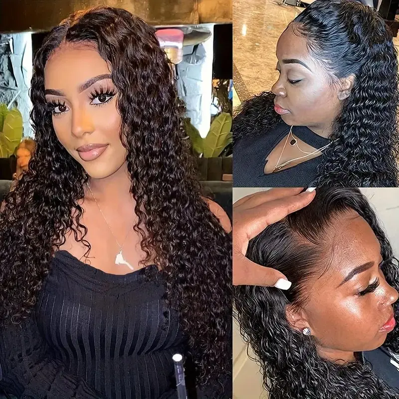 Rosabeauty Deep Wave HD 13X6 Transparent Water Wave Lace Frontal Wigs 30 40 Inch 13X4 Front Human Hair Wigs 150%  Density