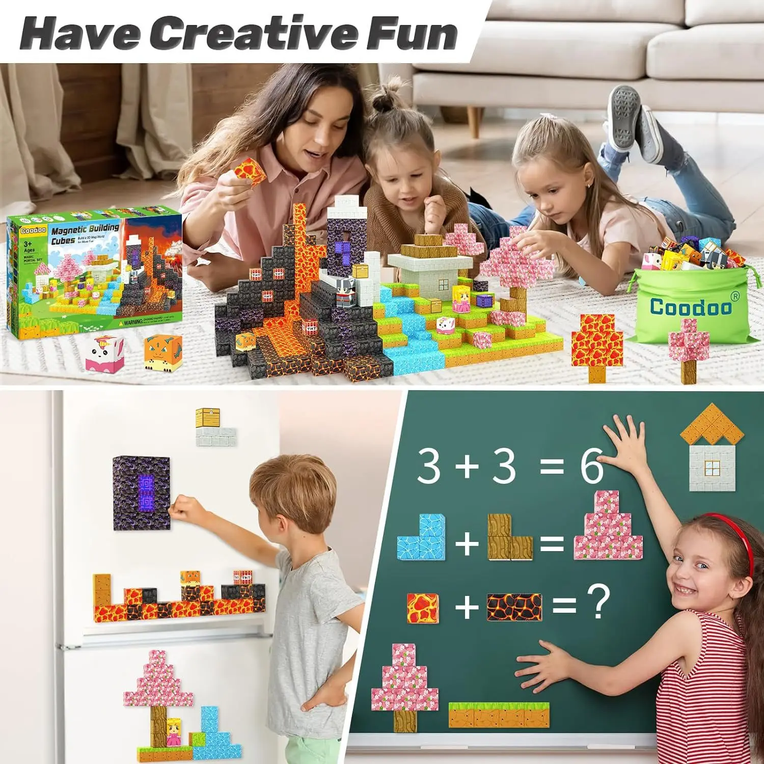 STEM Sensoriale Montessori Cubi impilabili Set da costruzione Blocchi magnetici Cubo magnetico Set da miniera Giocattoli Regalo di compleanno