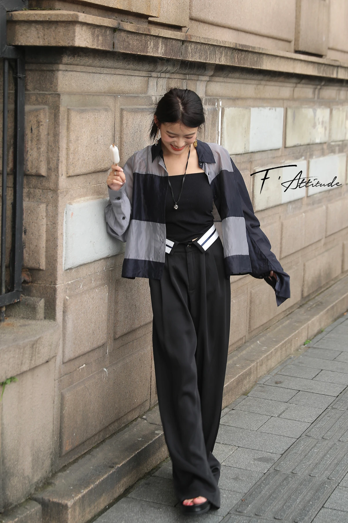 

High Waist Wide Leg Pants Loose Fit Drapey Feel Casual Sle Women's Premium Faion Trousers Autumn Season Other Material