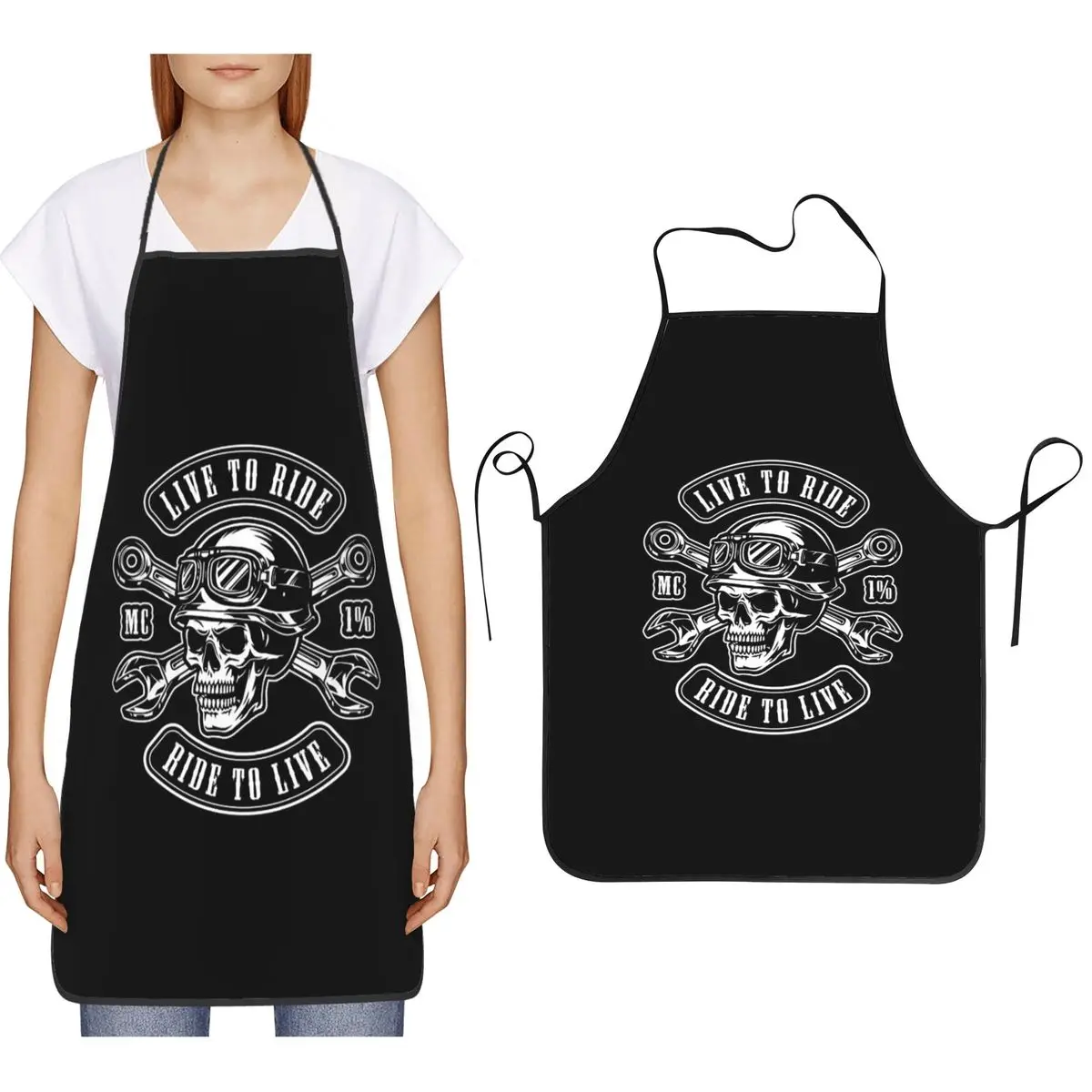 Motorcycle Repair Service Rockabilly Rock Biker Apron Chef Cooking Baking Tablier Bib Kitchen Cleaning Pinafore for Women Men