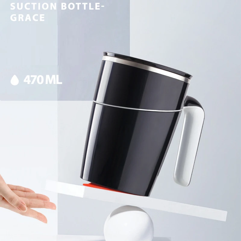 

Not Pouring Cup Innovation Magic Sucker Splash Proof Nonslip ABS Double Insulation Home Tea 304 Stainless Thermos HomeTea Mug