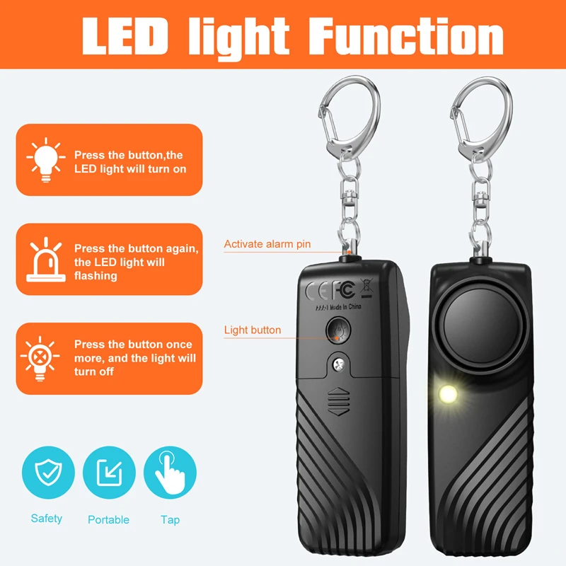 إنذار الأمن الشخصي الدفاع عن النفس 130dB بصوت عال المفاتيح إنذار السلامة المحمولة للنساء الطفل كبار السن فتاة إنذار الطوارئ #2