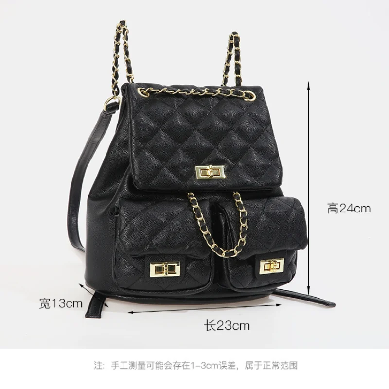 2024 New Backpacks Fashion Women\'s Backpack Academy Style Small Fragrant Wind Lingge Chain Bag Niche Leisure Girl\'s Backpacks