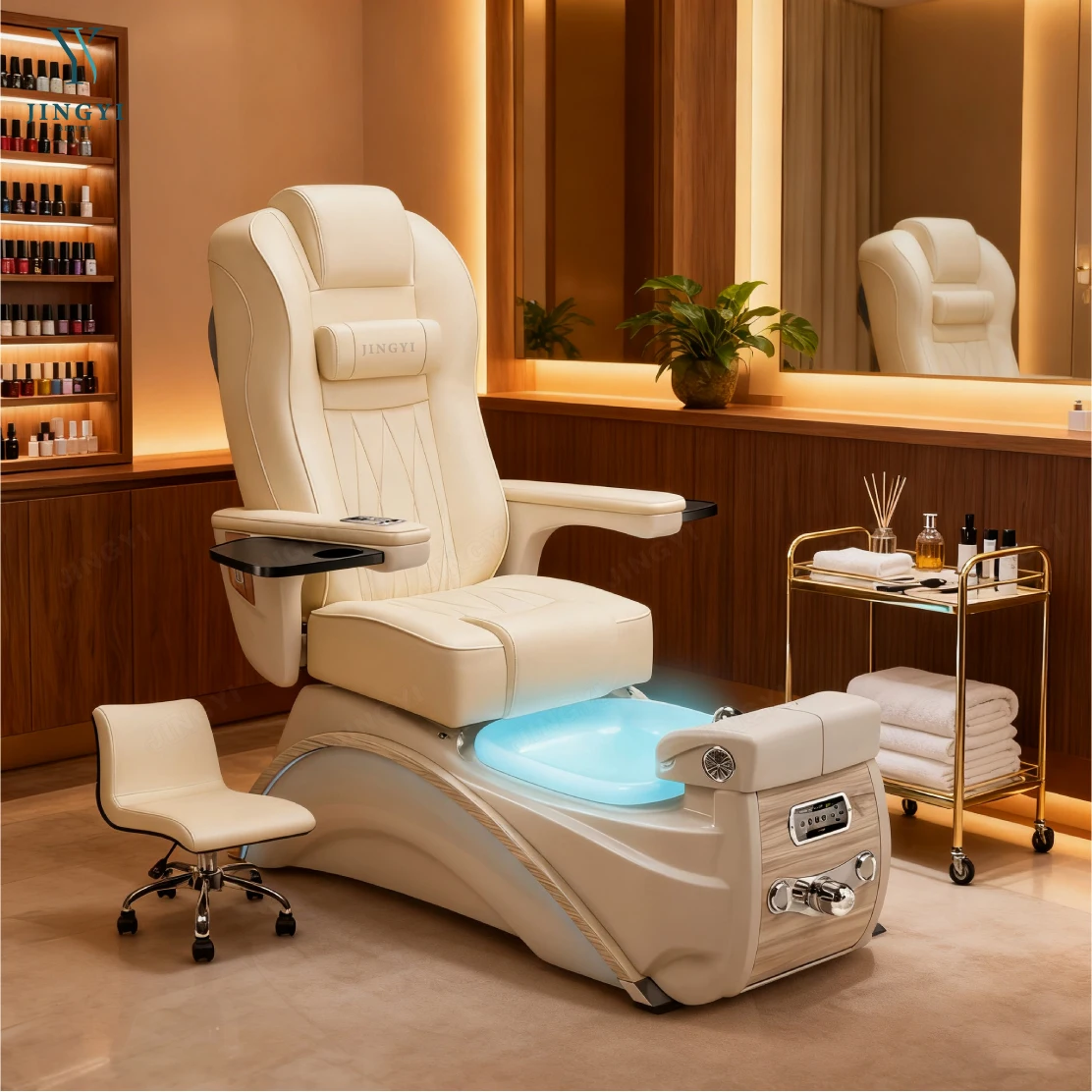 

Modern Luxury Pipeless Electric Reclining Spa Pedicure Chairs Foot Care Whirlpool Jet Pedicure Massage Chair For Nail Salon