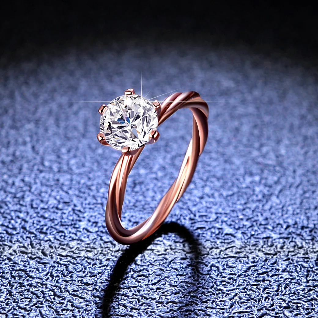 18K rose gold Japan and South Korea hot sale starlight queen moissan ring new women's inlay ring