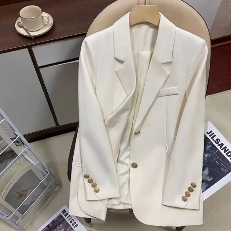 Spring Autumn Women's Fashion  Jacket Ladies Coats Straight Cut Style Long Sleeve Single Button Closure  Color
