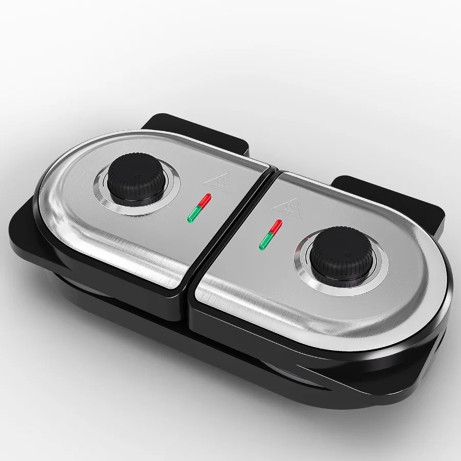 家庭用ダブルベルギーワッフルメーカー：2つの調節可能な焼き色コントロール付き電気ワッフルマシン、焦げ付き防止表面