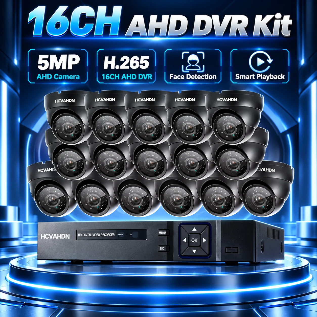 AHD CCTV Camera Security System Kit Dome 5MP 16CH DVR Set Outdoor ...