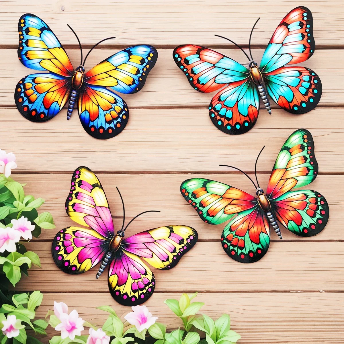 1Pc Metal Art Butterfly Wall Decor Colorful Iron Art Butterfly Sculpture Butterfly Hanging Ornament for Outdoor Home Yard Garden