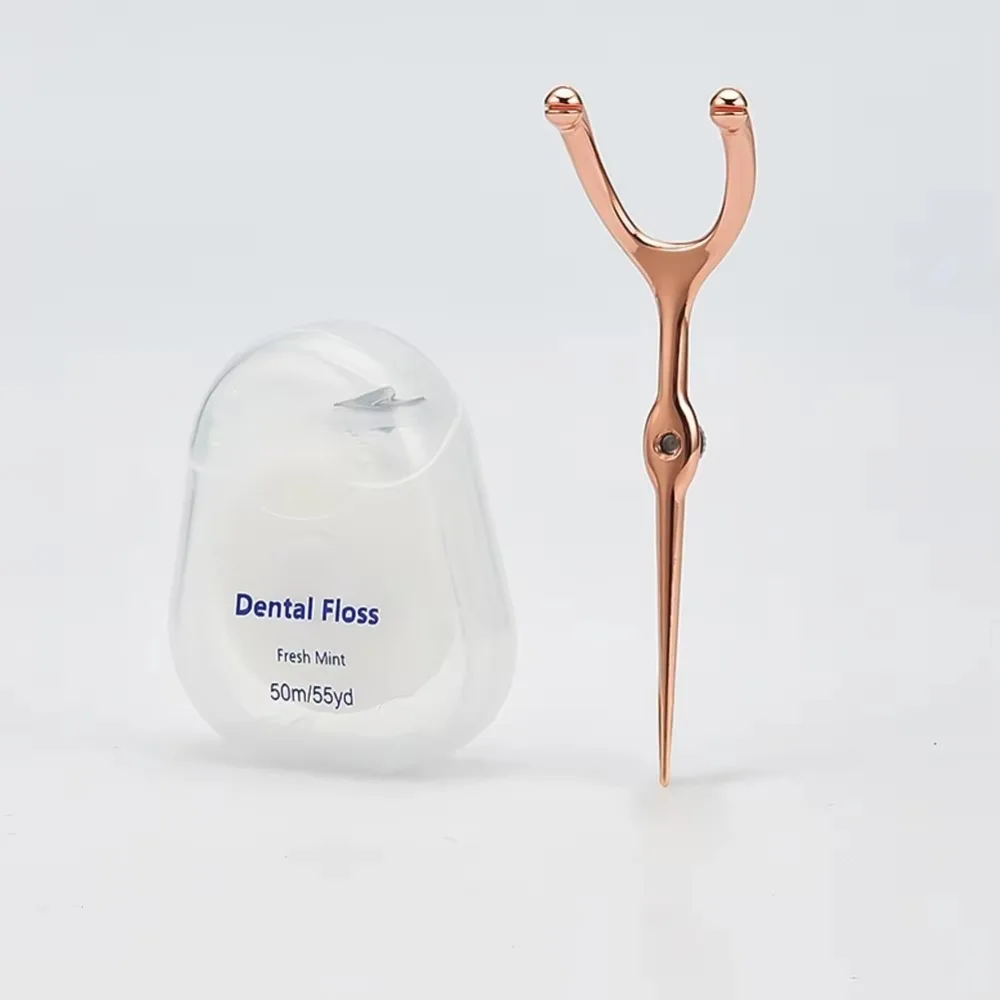 

New Reusable Toothpicks Set Stainless Steel Handle Floss Teeth Cleaner Portable Y Shape Flossing Oral Cleaning Tools