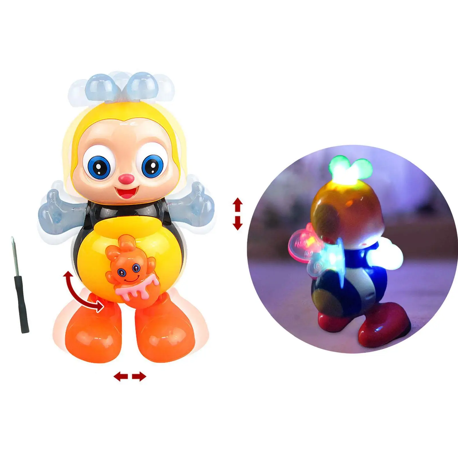 لعبة النحل الراقصة الإلكترونية على شكل حيوانات كرتونية، متعة نشاط للأطفال، مع موسيقى وأضواء لعبة النحل الموسيقية الكهربائية لوقت اللعب في المنزل #2