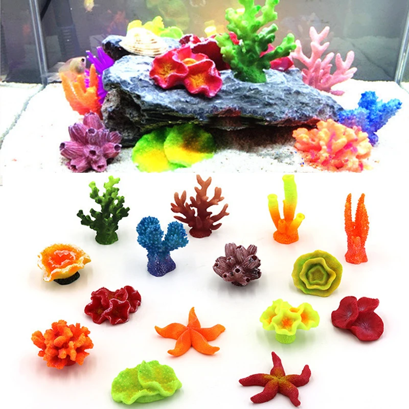 1pc Resin Fish Tank Landscape Aquarium Decoration Artificial Coral Cute Colorful Coral Fish Aquatic Ornament