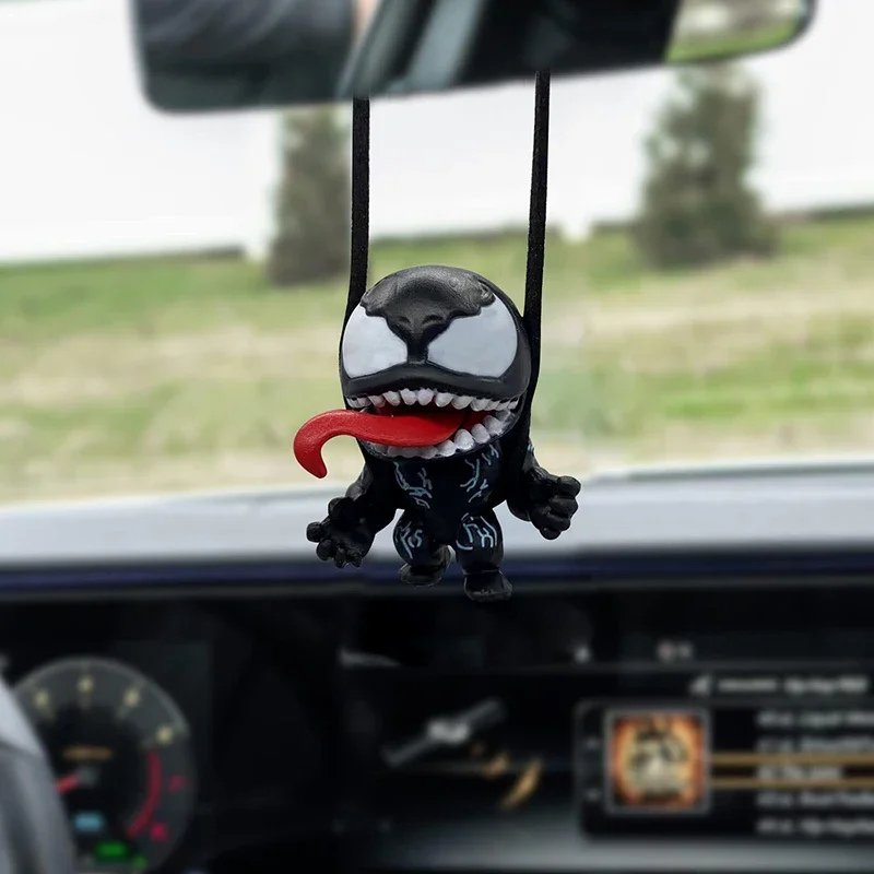 Cartoon Venom Car Pendant Rearview Mirror Pendant Interior Accessories Mini Model Toys Action Figures Interior Decoration Model